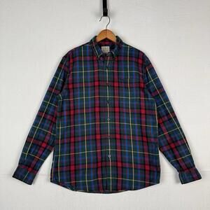 L.L. Bean Men's Scotch Plaid Flannel Shirt M Slightly Fitted Green Blue Red